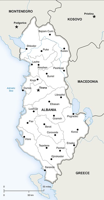 Landkarte von Albanien